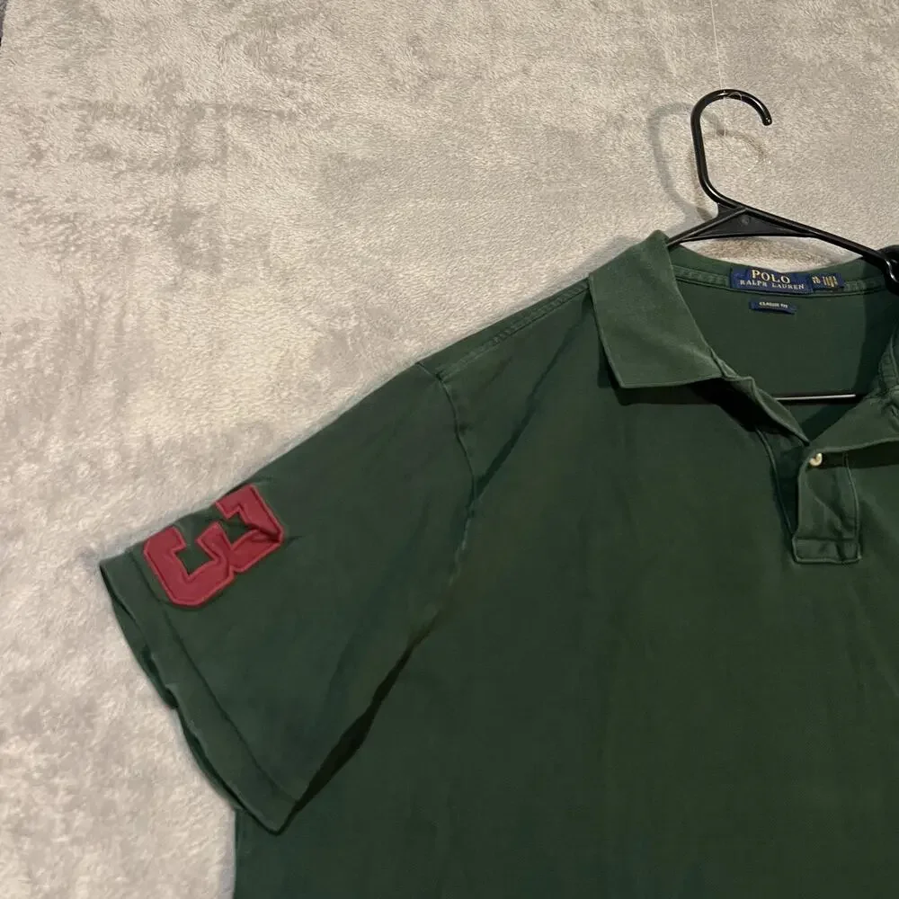 Polo Ralph Lauren Polo Shirt Mens XL Green Big Pony Classic Fit 3 Logo